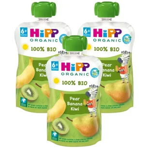 HiPP Pouches de Pera, Plátano y Kiwi BIO +6m 3x100 gr