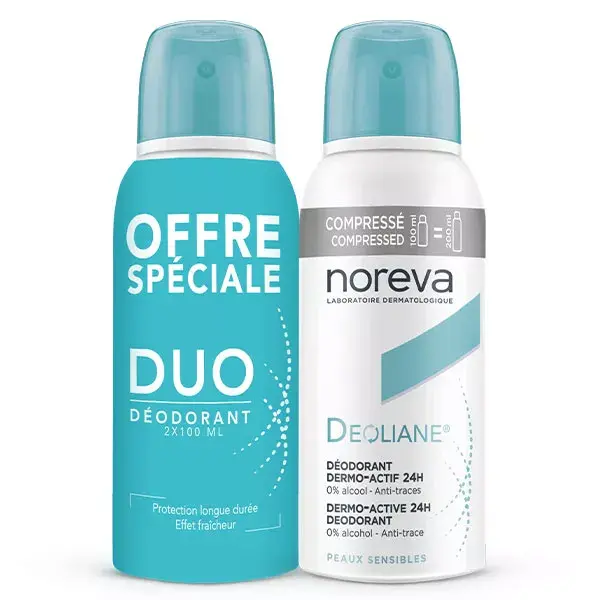 Led Noreva Deoliane Déodorant Spray Dermo-Actif 24h Lot de 2 x 100ml