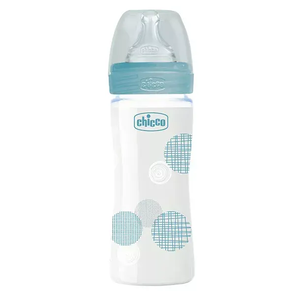 Chicco Glass Baby Bottle Slow Flow +0m Blue 240ml
