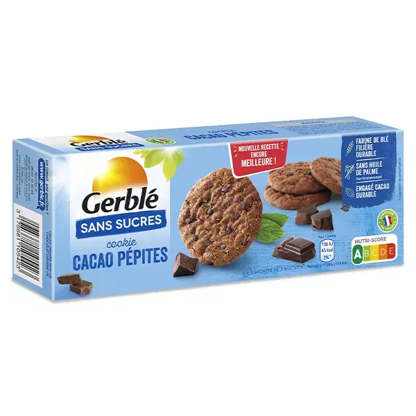 Gerblé Senza Zuccheri Cookie Pepite di Cacao 130g