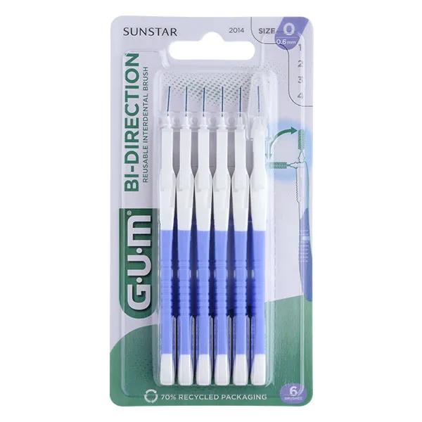 Cepillo Interdental Bidireccional Gum 0,6mm Azul Lavanda 6 unidades