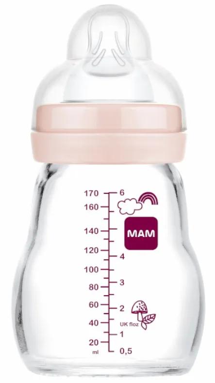 Biberon en verre à débit lent MAM Feel Good rose mat 0-2 mois 170 ml