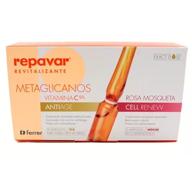 Repavar Revitalizante Vitamina C-Metaglicanos Antiedad 15 Ampollas + Rosa Mosqueta Cell Renew 15 Ampollas.