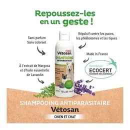 Clément Thékan Vétosan Shampooing Antiparasitaire pour chiens et chats 200 ml