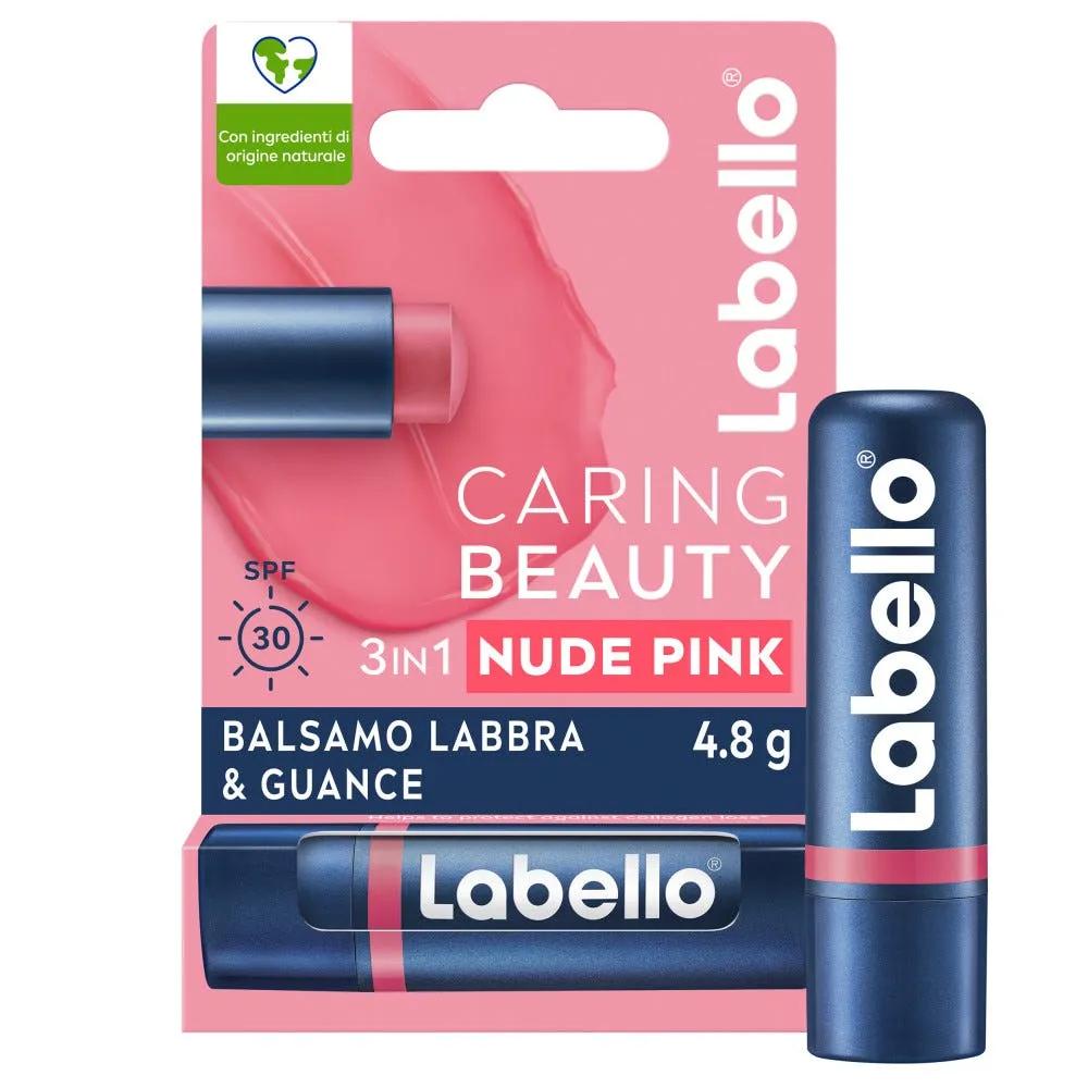 Labello Caring Beauty Lip & Cheek Nude Pink SPF30 Burrocacao Labbra e Guance Colorato Rosa 4.8 g