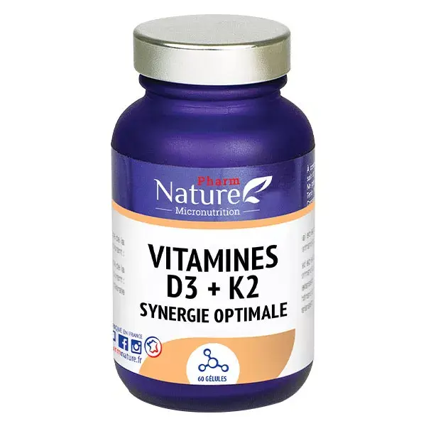 Pharm Nature Micronutrition Vitamines D3 + K2 60 gélules