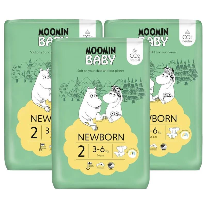 Moomin babyluiers maat 2 (3-6 kg) 3x56 eenheden