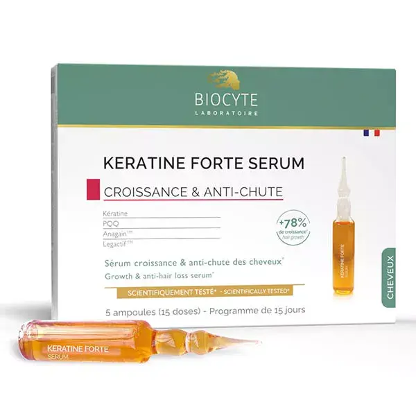 Biocyte Kératine Forte Serum Anti-chute 5 Ampoules de 9 ml 15 jours