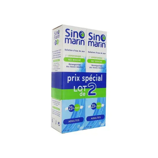 Sinomarin Hypertonic Sea Water Solution Blocked Nose Spray Adults Pack of 2 x 125ml