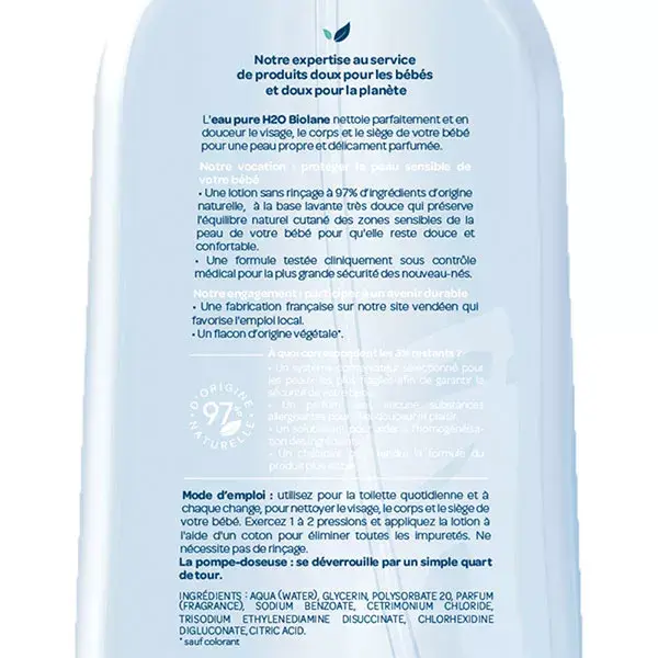 Biolane - Pure H2O Water - Cleanser For Face, Body & Baby Diaper - 350ml