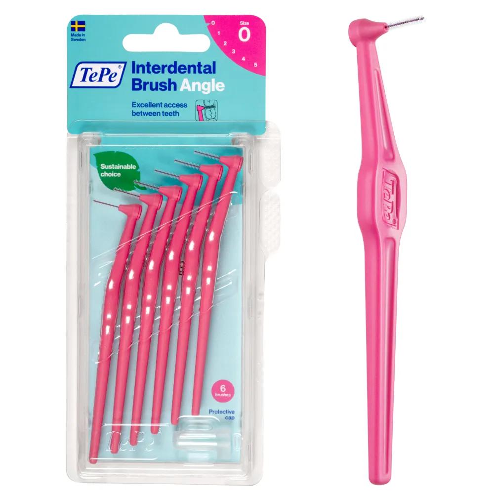 TePe Angle Rosa Scovolino Angolato Per Pulizia Interdentale Misura ISO 0 Filo 0,4 mm 6 Pezzi