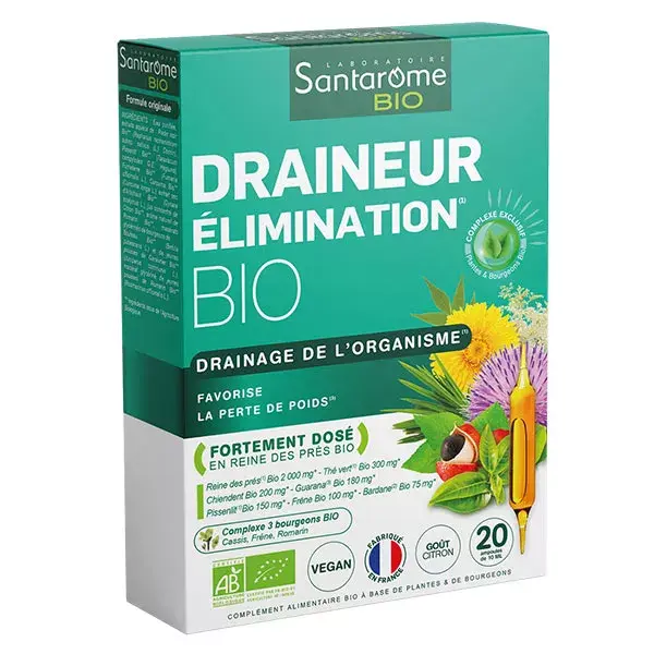 Santarome Bio Draineur Elimination Bio - 20 ampoules