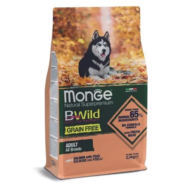 Monge B Wild Grain Free Con Salmone/Piselli Cibo Secco Per Cani Adulti Sacco 2,5Kg