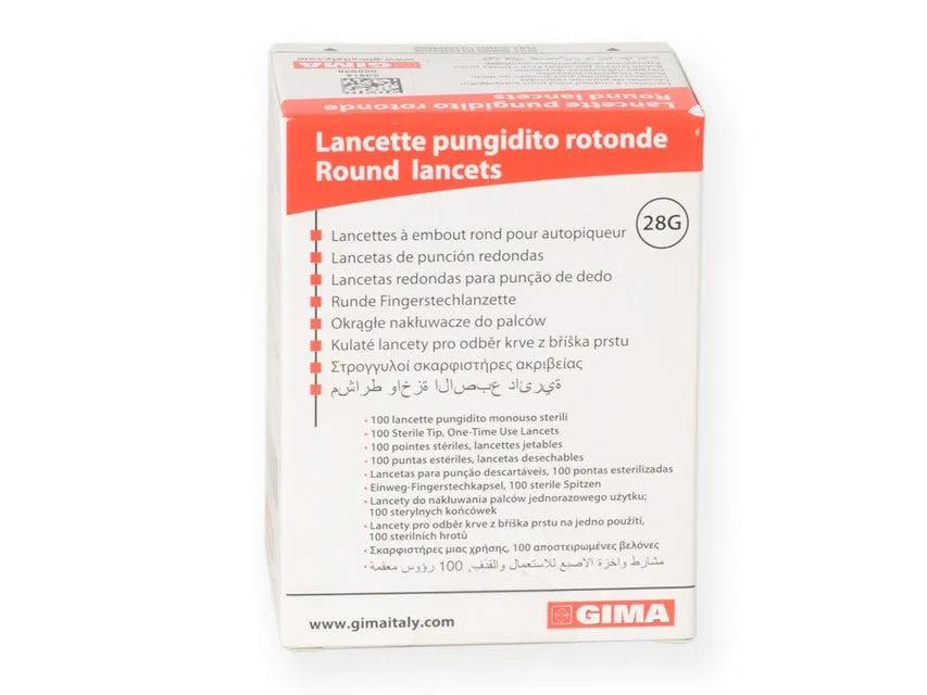 Gima Lancette Pungidito Rotonde 28G Sterili per 23915 - 23919 100 Pezzi