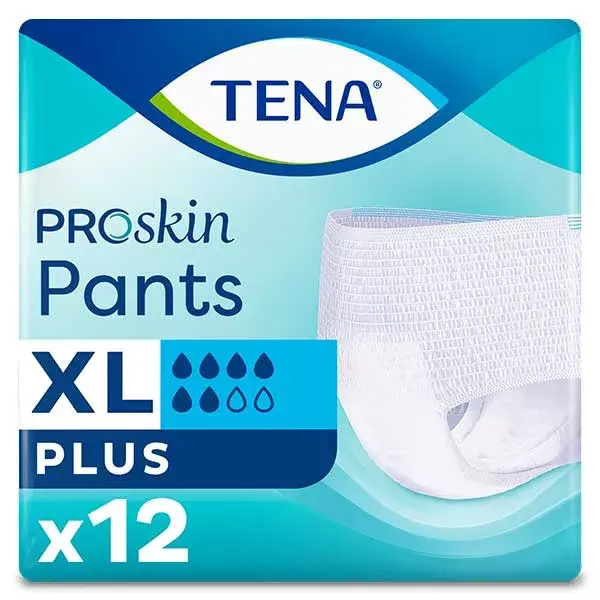 TENA Proskin Pants Ropa Interior Absorbente Plus - Talla XL - 12 Unidades