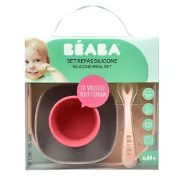 Béaba Repas Coffret Silicone Rose 4 pièces