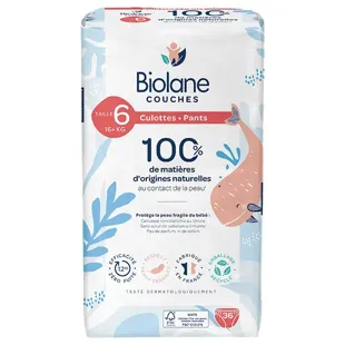 Biolane - Pannolini Naturali Taglia 6 - 12H - Nessuna Perdita - 36 unità