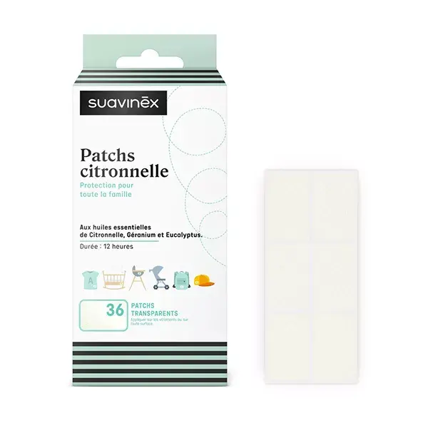 Suavinex Patchs à la Citronelle Enfant Anti-Moustiques 36M+ 36 unités