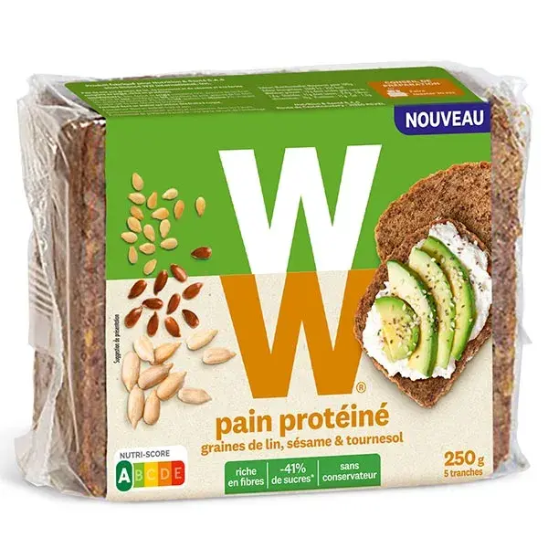 Weight Watchers Pain Protéiné Farine De Seigle Complète Et Mélange De Graines De Lin 5 Tranches