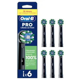 Oral-B Cross Action Electric Toothbrush Replacement Parts, Black, 6 pcs