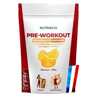 Nutri&Co Pre-Workout con L-Citrullina, Carnosina e Caffeina - 220 g Vegano