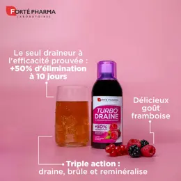 Forté Pharma TurboDraine Framboise Draineur Minceur Elimination Lot de 2x500ml