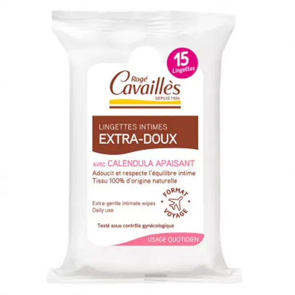 Rogé Cavaillès Extra Gentle Intimate Wipes 15 Travel Size Wipes