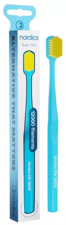 Brosse à dents en soie super douce Nordics 12 000 bleu/jaune