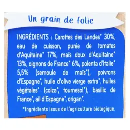 Babybio Repas Soir Bol Carotte Tomate Polenta +12m Bio 2 x 200g