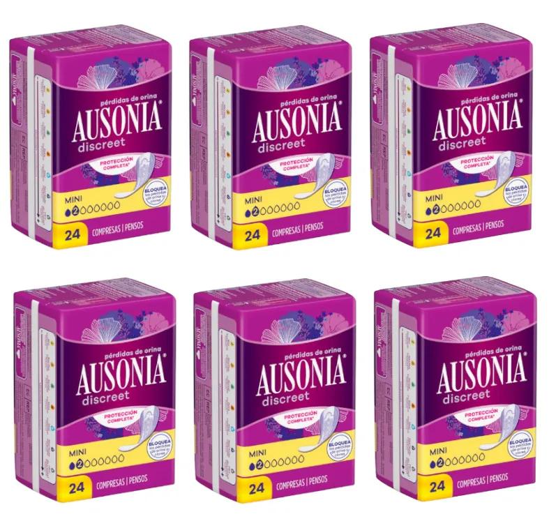 Ausonia Discreet Mini-urineverlieskompres voor dames, 6x24 eenheden