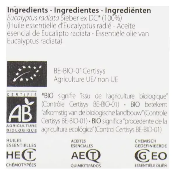 Pranarôm Aceite Esencial Bio Eucalipto Radiata 10 ml