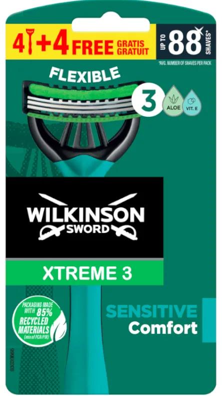 Rasoirs jetables Wilkinson Sword Xtreme 3 Sensitive Aloe 4+4 GRATUITS