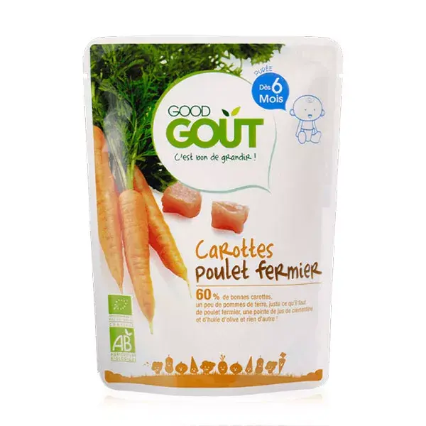 Good Goût Plat Carottes Poulet +6m Bio 190g