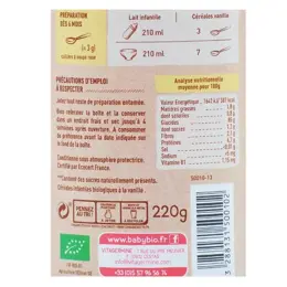 Babybio 5 Céréales Vanille Riz, Blé, Avoine, Seigle, Quinoa +6m Bio 220g