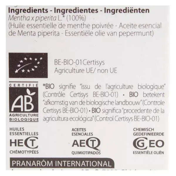 Esenciales de Pranarm aceite menta Orgnica 5ml