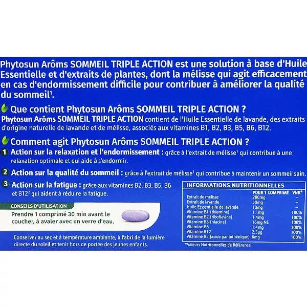 Phytosun Arôms Sommeil Triple Action 30 comprimés