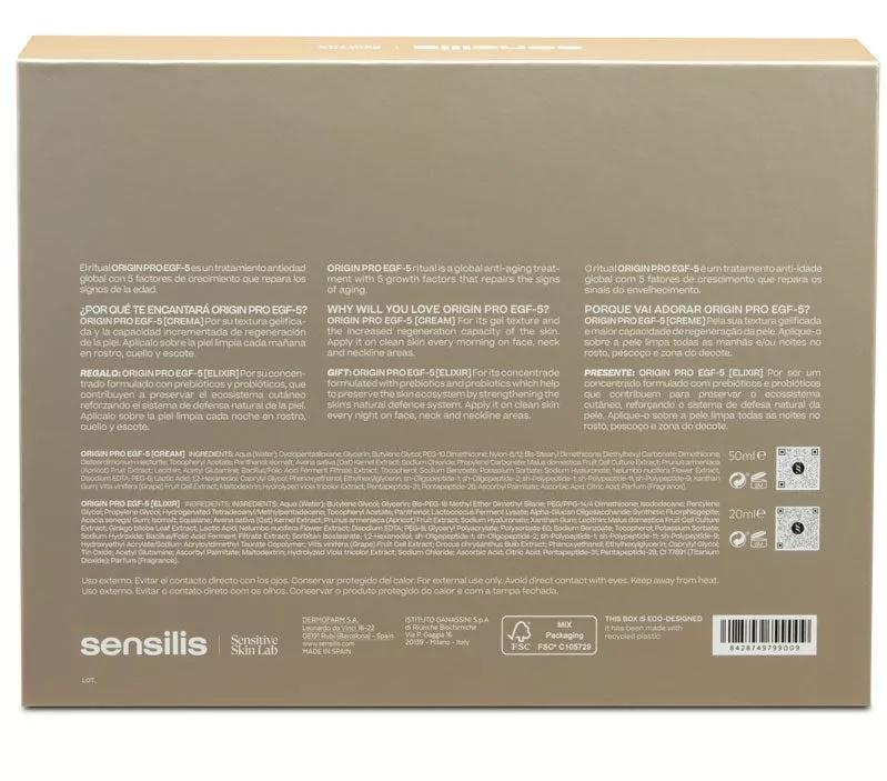 Sensilis Pack Origin Pro EGF-5 Crema Antiedad Global 50 ml + Elixir 20 ml