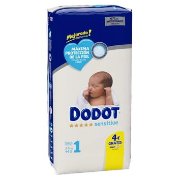 Pañales DODOT Sensitive talla 1 (de 2 a 5 kg) recién nacido caja 112 pañales
