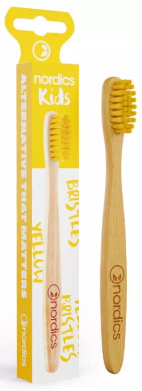 Brosse à dents pour enfants en bambou jaune Nordics