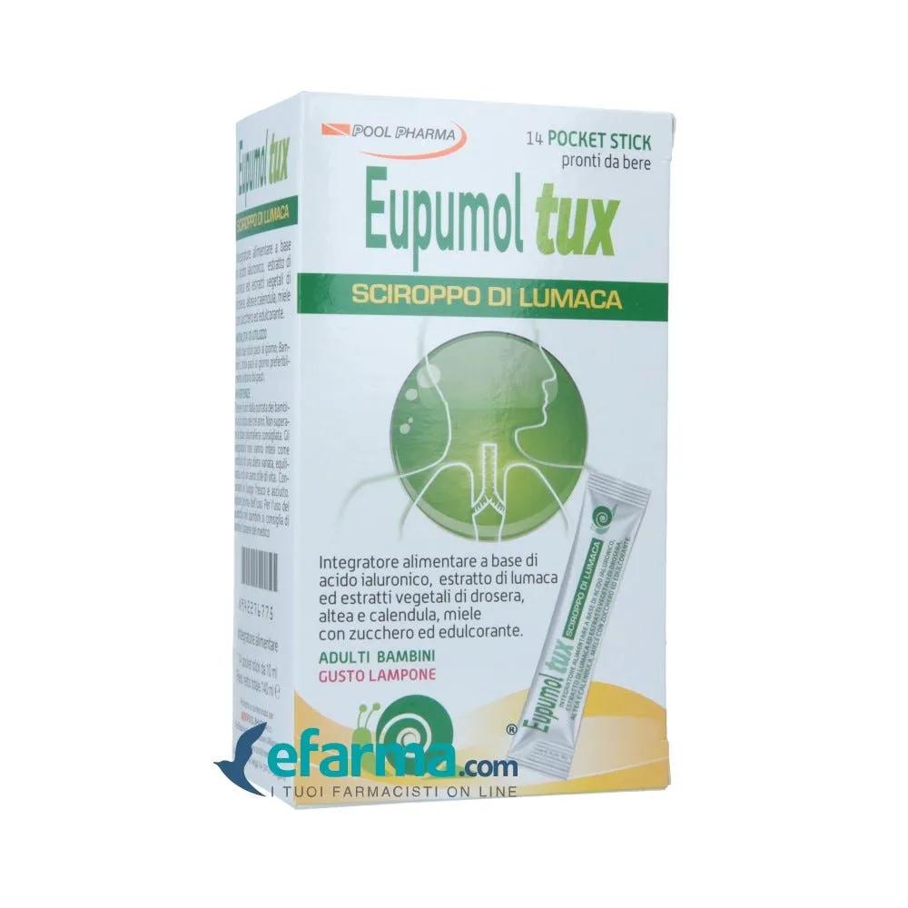 Eupumol Tux Sciroppo di Lumaca Integratore Tosse Secca e Grassa 14 Stick