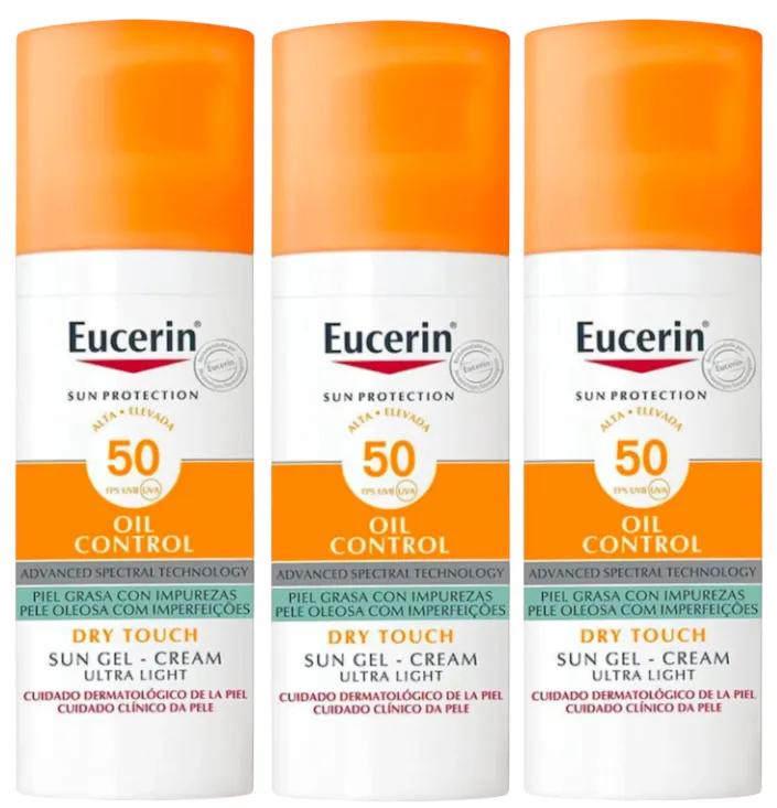 Eucerin Gel-Creme Oil Control Dry Touch LSF50+ 3x50 ml