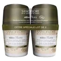 Sanoflore Déodorant Nuage Flora Roll-On 48h Bio Lot de 2 x 50ml