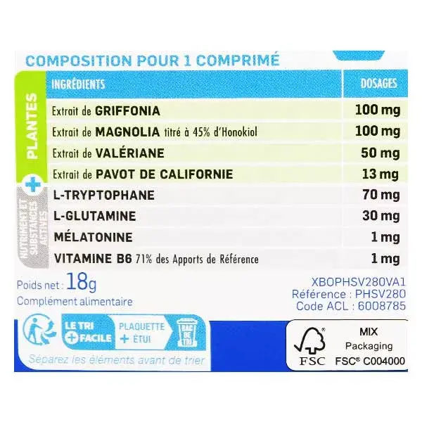 Santé Verte  Somniphyt30' melatonin 1 mg 30 tablets