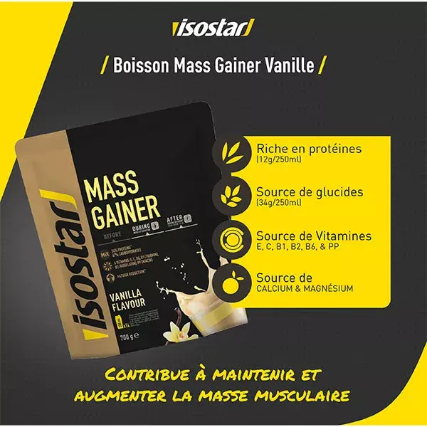 Isostar Mass Gainer Poudre Boisson Protéinée Vanille 700g