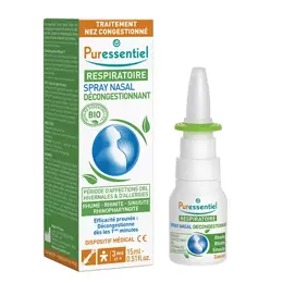 Puressentiel Respiratoire Spray Nasal Décongestionnant aux Huiles Essentielles Bio 15ml