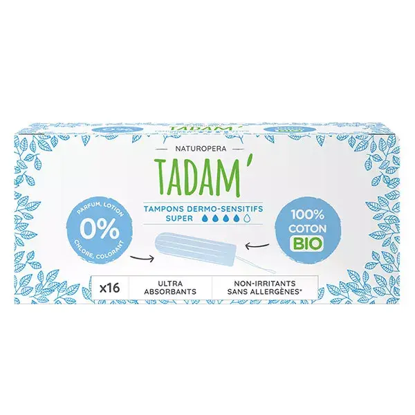 Tadam' Hygiène Féminine Tampon Dermo-Sensitif Super Bio 16 unités