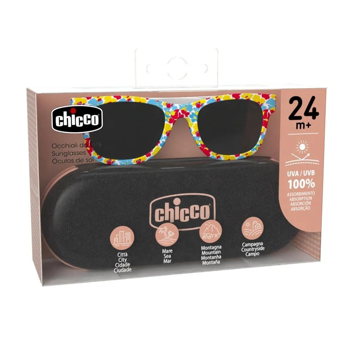 Chicco Occhiali Da Sole Anti-Graffio per Bambina +24 Mesi Con Fiori Multi Colore e Grigio