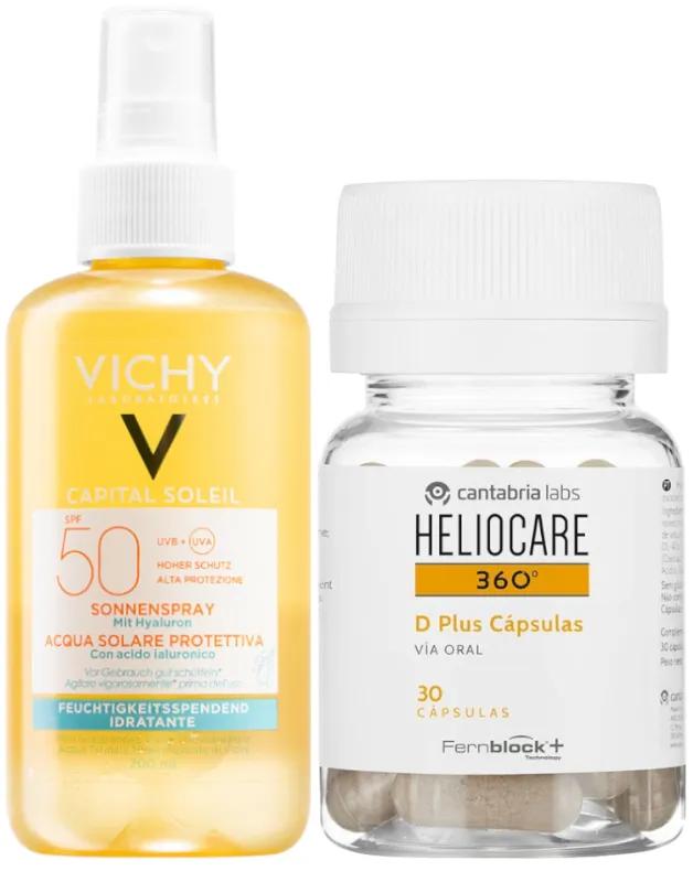 Heliocare 360 D Plus 30 capsules + Vichy Capital Soleil Eau Hydratante SPF 50 200 ml