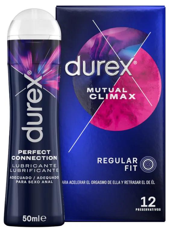 Durex Pack Préservatifs Mutual Climax 12 unités + Lubrifiant Perfect Connection 50 ml