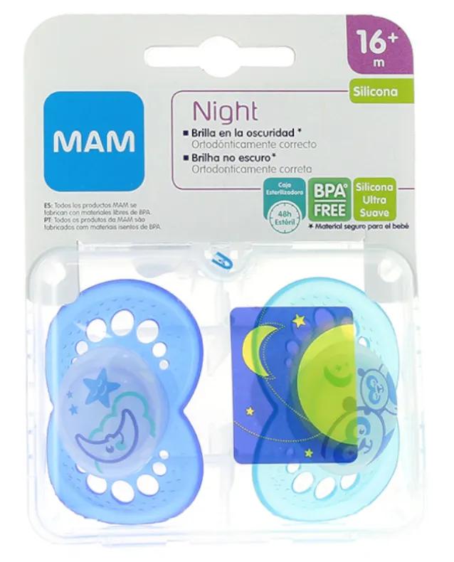 Mam Baby Night Silicone Pacifier Blue +16m 2 pcs